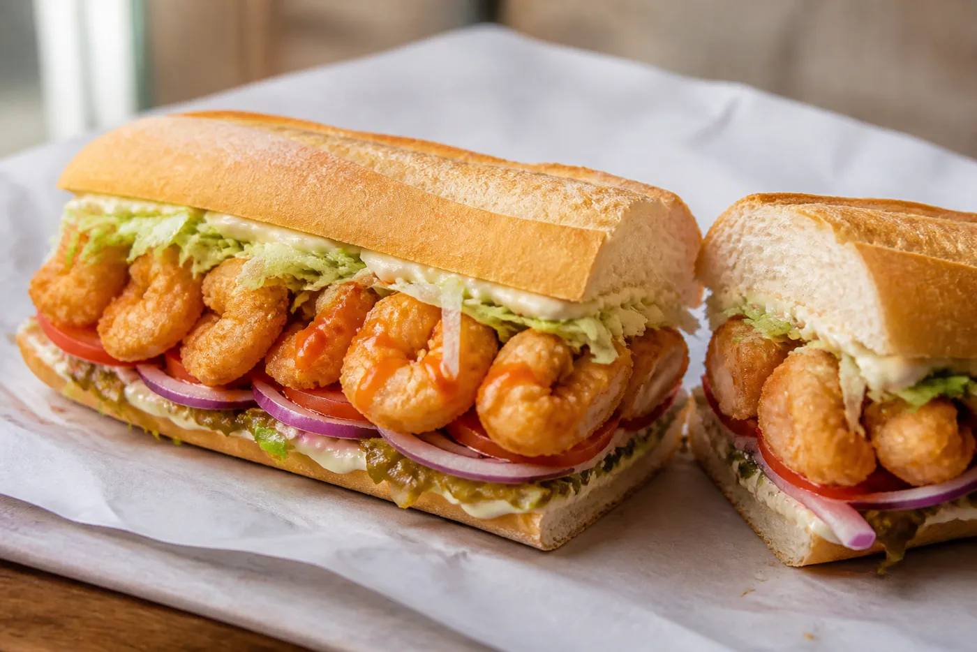Shrimp Po' Boi sandwich